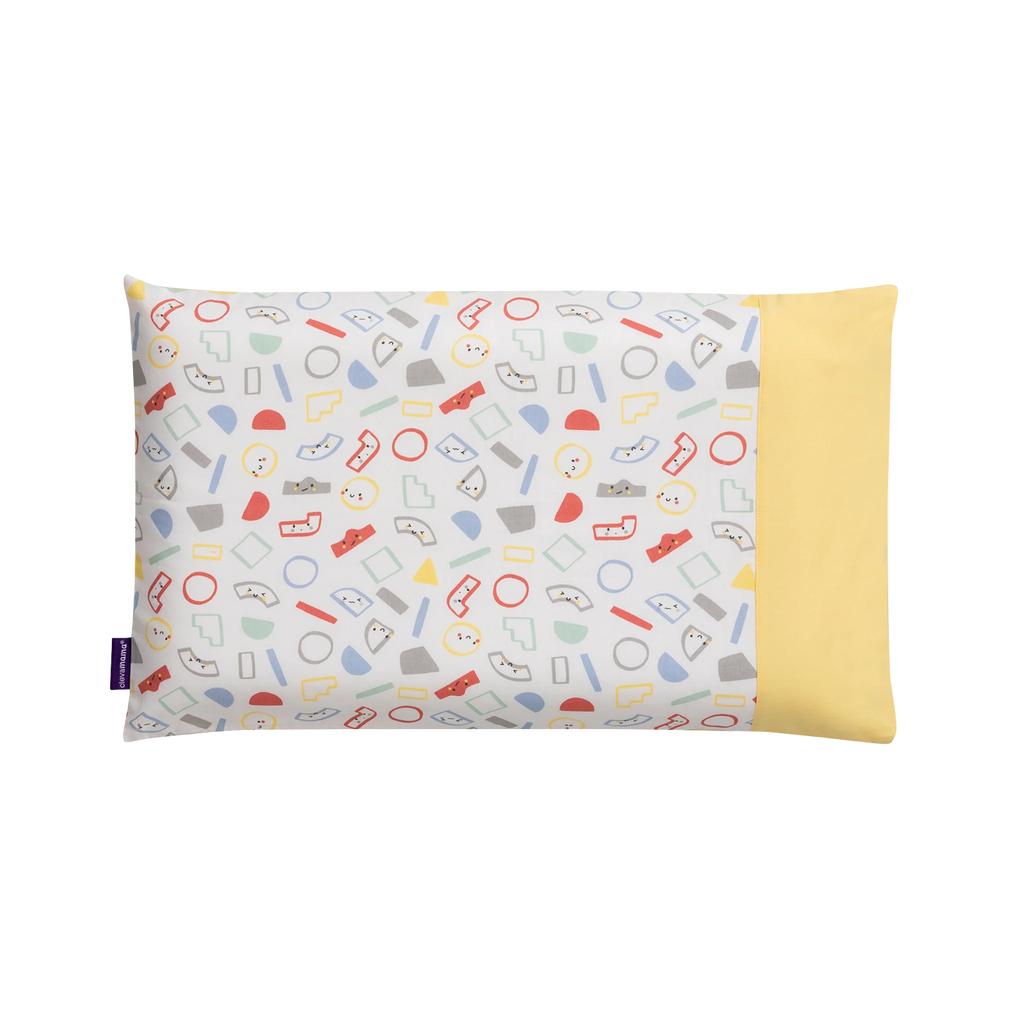 Children's pillowcase with colorful pattern on a white background