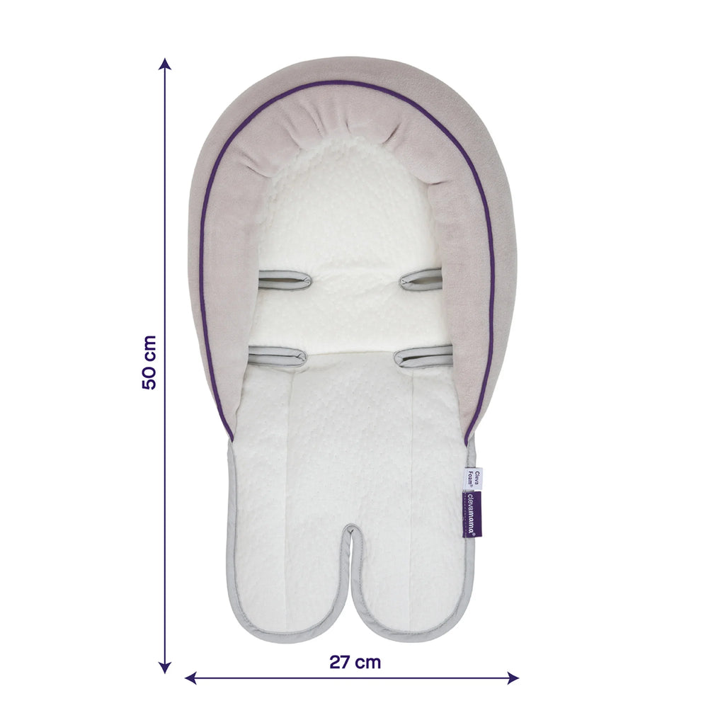 ClevaFoam Baby Head & Body Support V2 with dimensions 50cm x 27cm – ergonomic infant head, neck and body cushion insert for car seats, strollers and bouncers, breathable hypoallergenic support to prevent flat head syndrome.