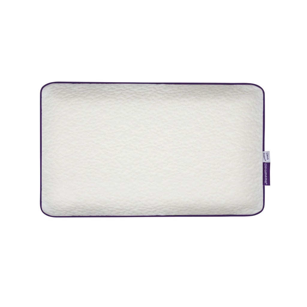 Rectangular pillow with purple rim on a white background
