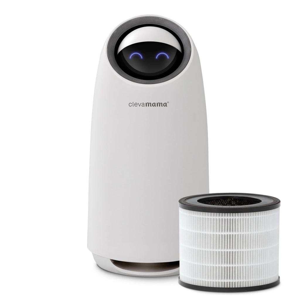 ClevaPure™ Air Purifier by ClevaMama with medical-grade HEPA H13 replacement filter – ozone-free 3-layer filtration system removes 99.95% of dust, pollen, mould, pet dander, bacteria, viruses, smoke, and odours, ideal for nurseries and family homes